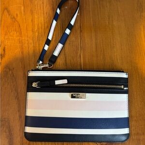 Kate Spade Striped Wristlet - Navy and White